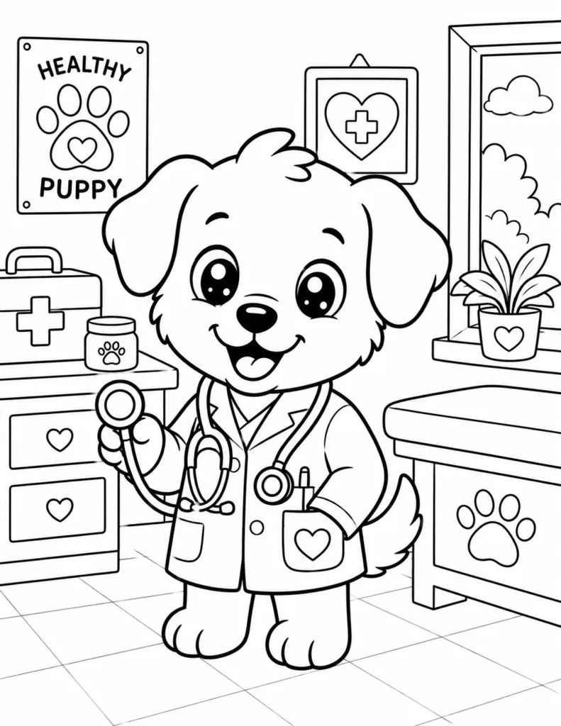 Puppy Design 13 - Cute Puppy Coloring Pages Free Printable for Kids