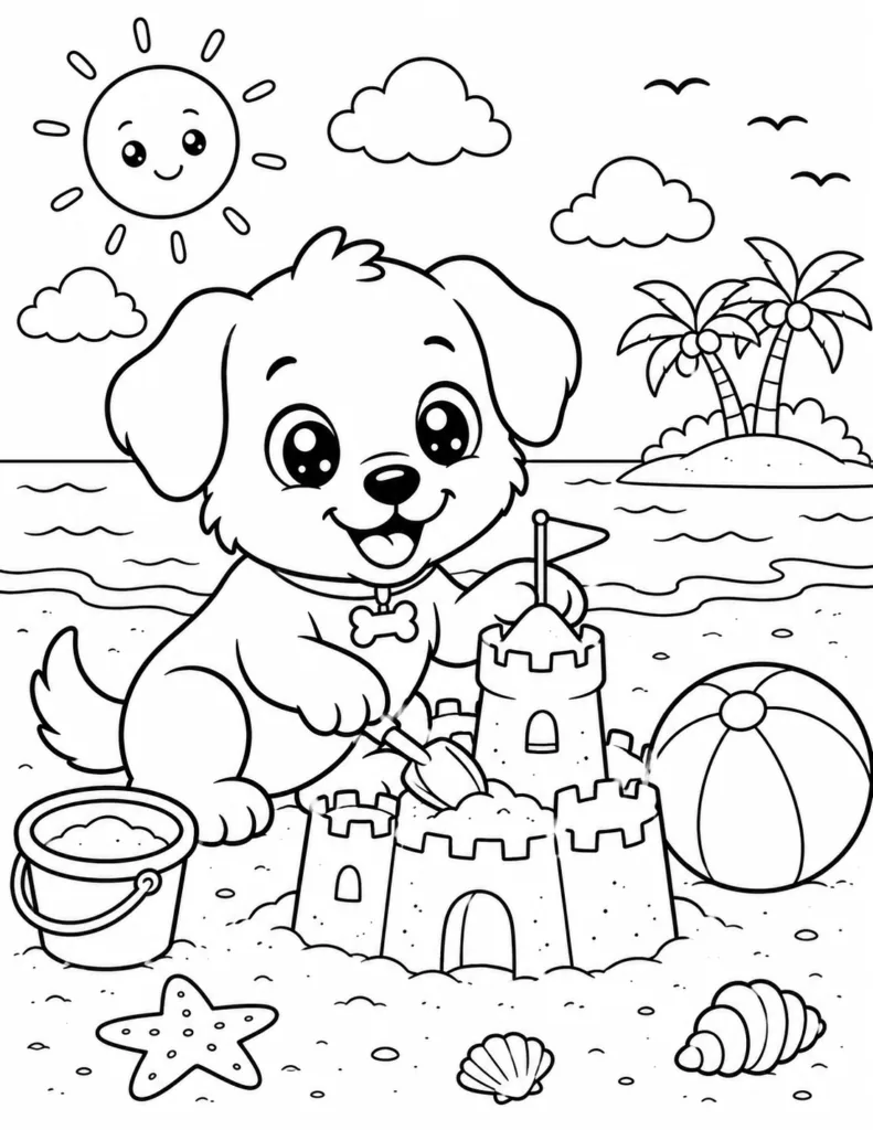 Puppy Design 17 - Cute Puppy Coloring Pages Free Printable for Kids