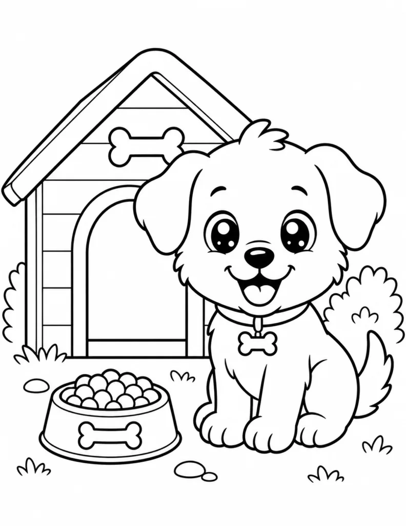 Puppy Design 18 - Cute Puppy Coloring Pages Free Printable for Kids