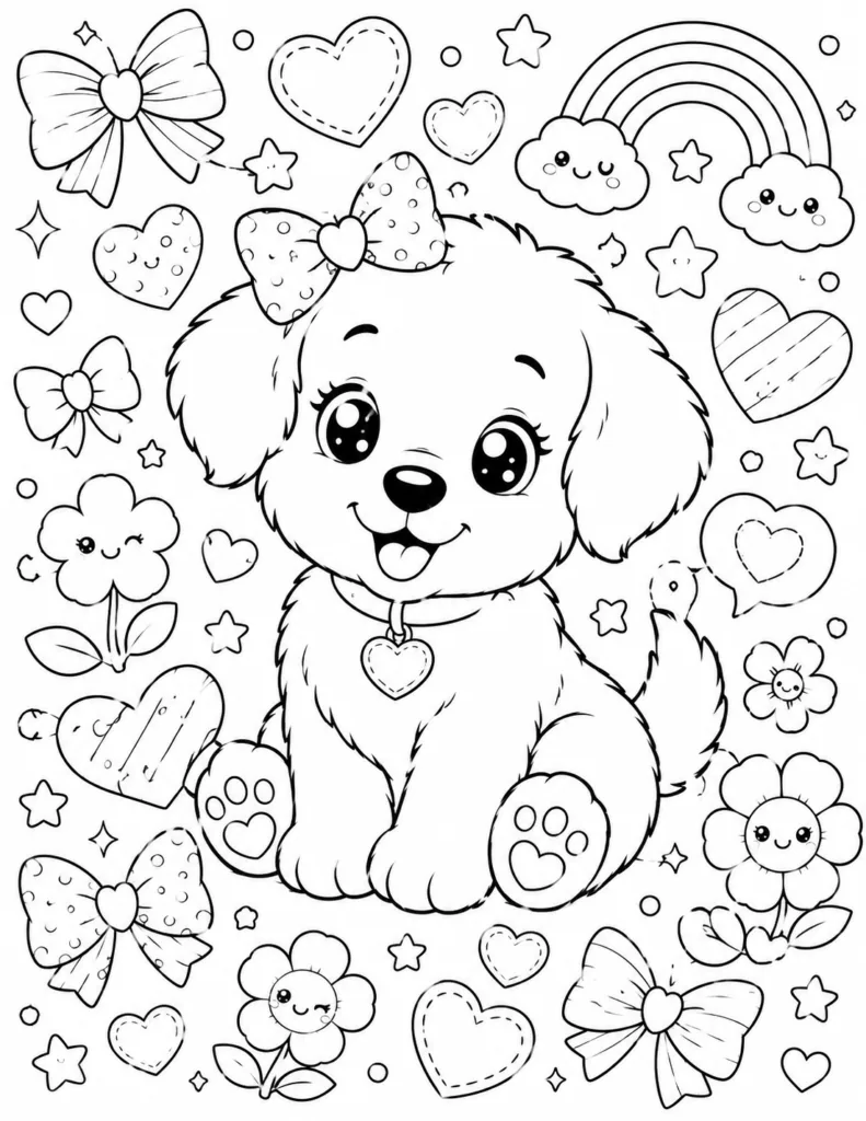 Puppy Design 2 - Cute Puppy Coloring Pages Free Printable for Kids