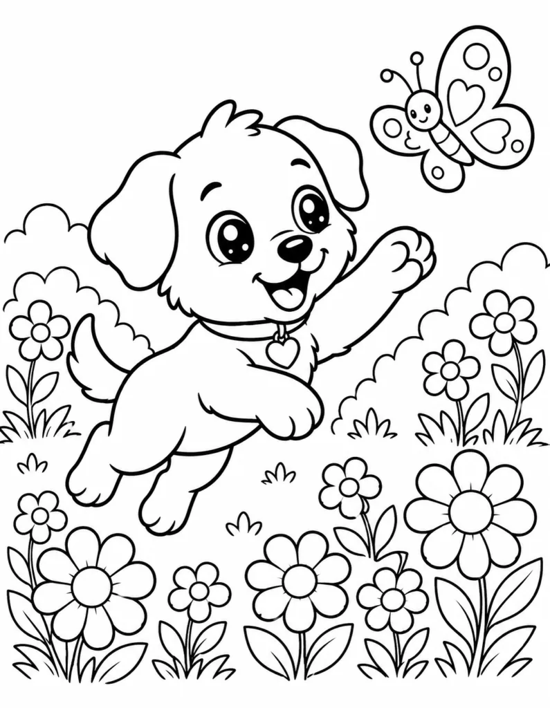 Puppy Design 20 - Cute Puppy Coloring Pages Free Printable for Kids