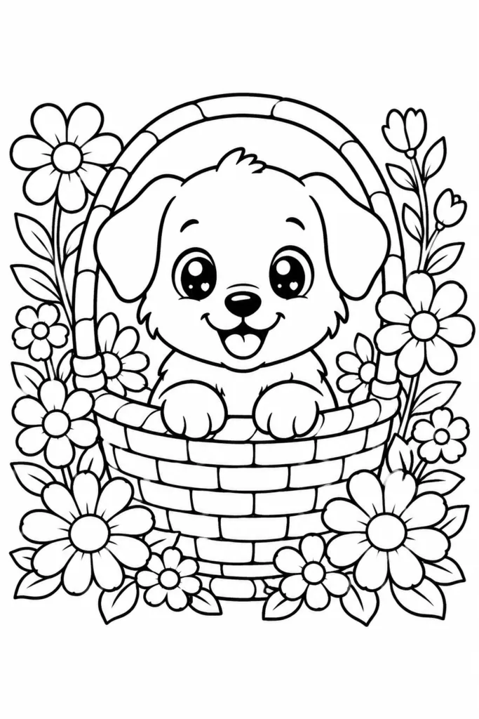 Puppy Design 21 - Cute Puppy Coloring Pages Free Printable for Kids