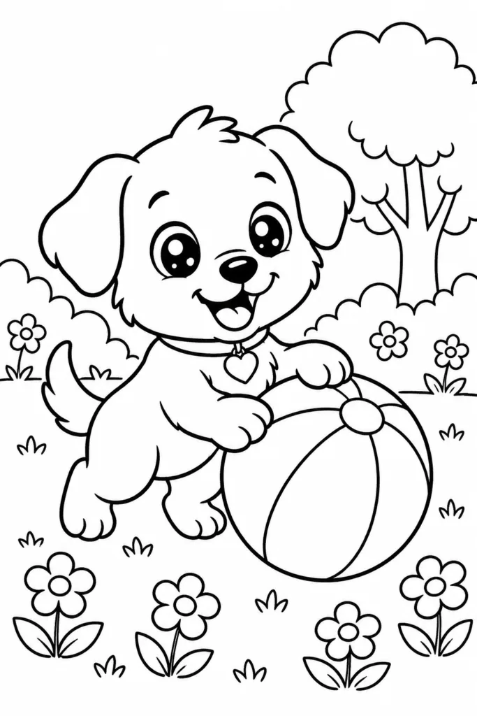 Puppy Design 23 - Cute Puppy Coloring Pages Free Printable for Kids