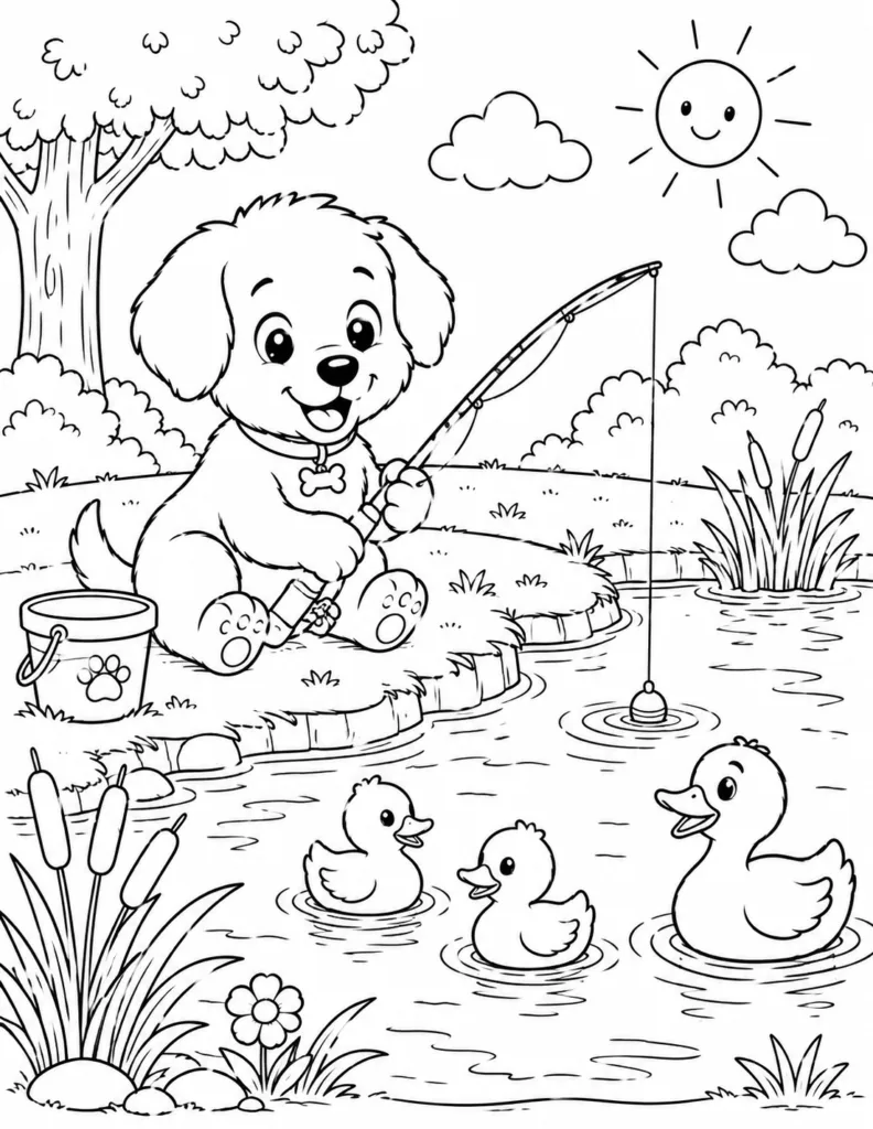Puppy Design 25 - Cute Puppy Coloring Pages Free Printable for Kids