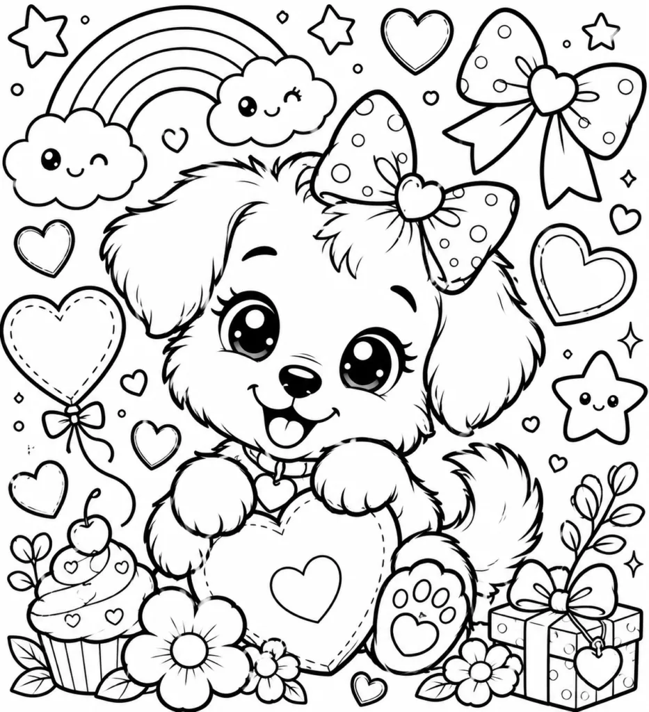 Puppy Design 3 - Cute Puppy Coloring Pages Free Printable for Kids