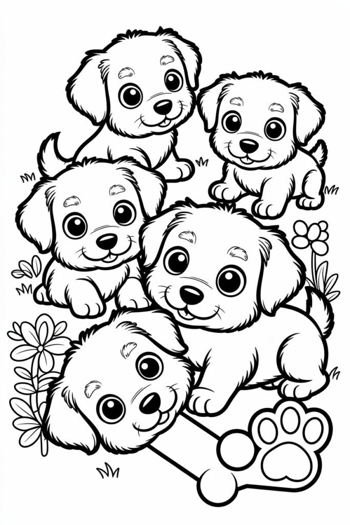 Puppy Design 4 - Cute Puppy Coloring Pages Free Printable for Kids