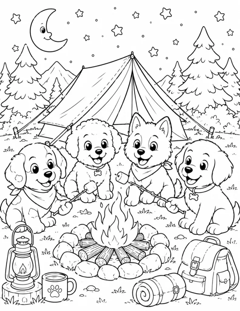 Puppy Design 6 - Cute Puppy Coloring Pages Free Printable for Kids