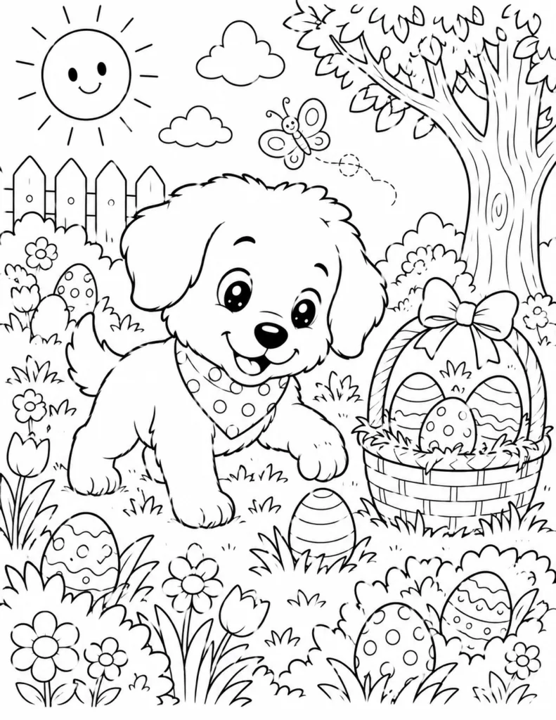 Puppy Design 7 - Cute Puppy Coloring Pages Free Printable for Kids