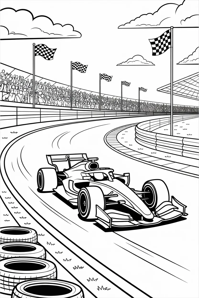 Racing cars Design 4 - Racing Cars Coloring Pages Free Printable for Kids