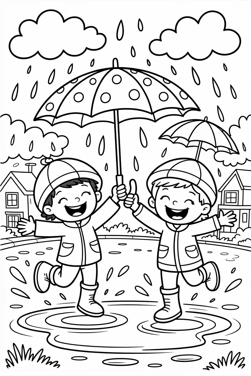 Rainy day Design 1 - Rainy Day Coloring Pages Free Printable