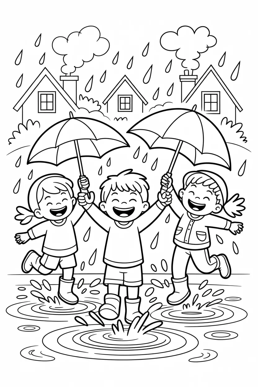 Rainy day Design 2 - Rainy Day Coloring Pages Free Printable