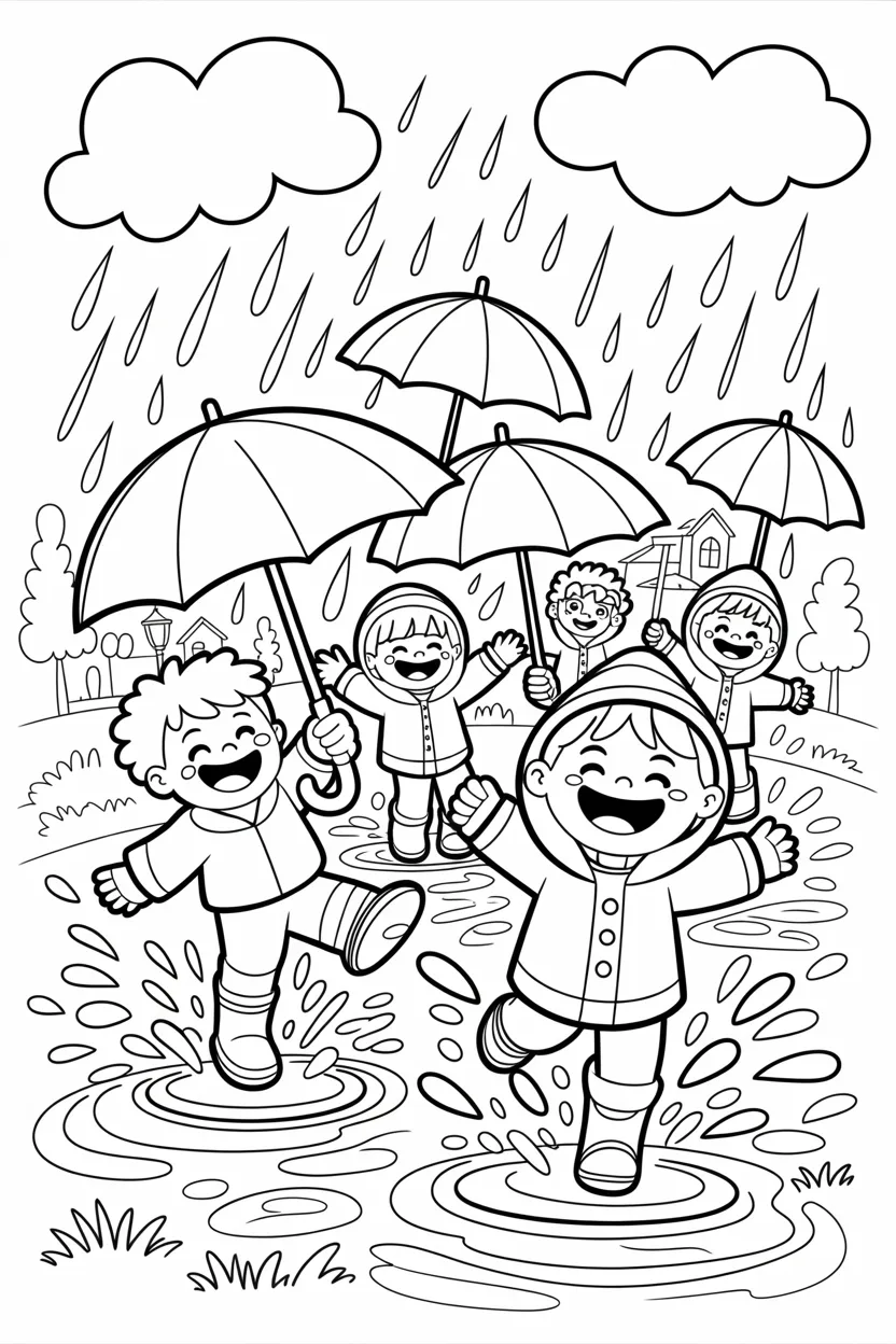 Rainy day Design 3 - Rainy Day Coloring Pages Free Printable