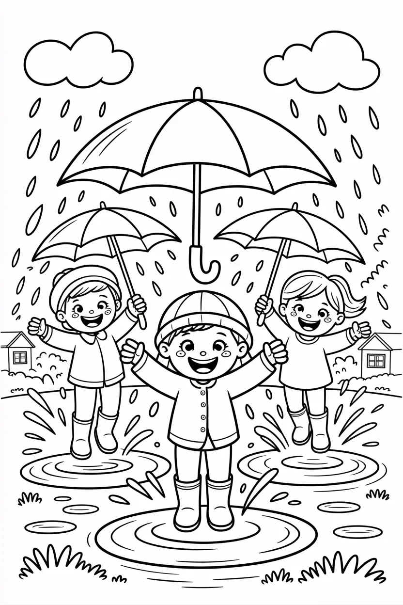 Rainy day Design 4 - Rainy Day Coloring Pages Free Printable