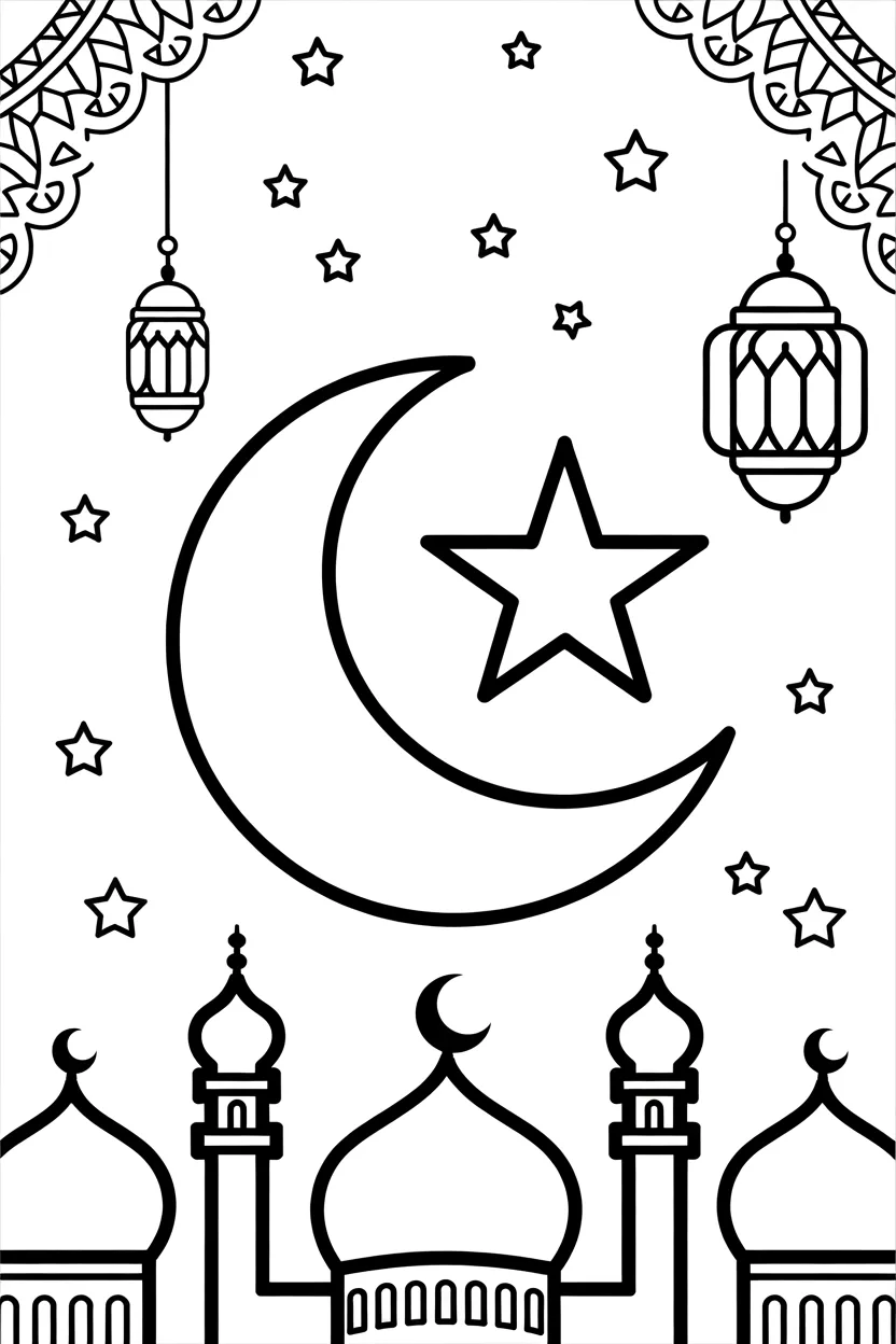 Ramadan Design 1 - Ramadan Coloring Pages Free Printable for Kids