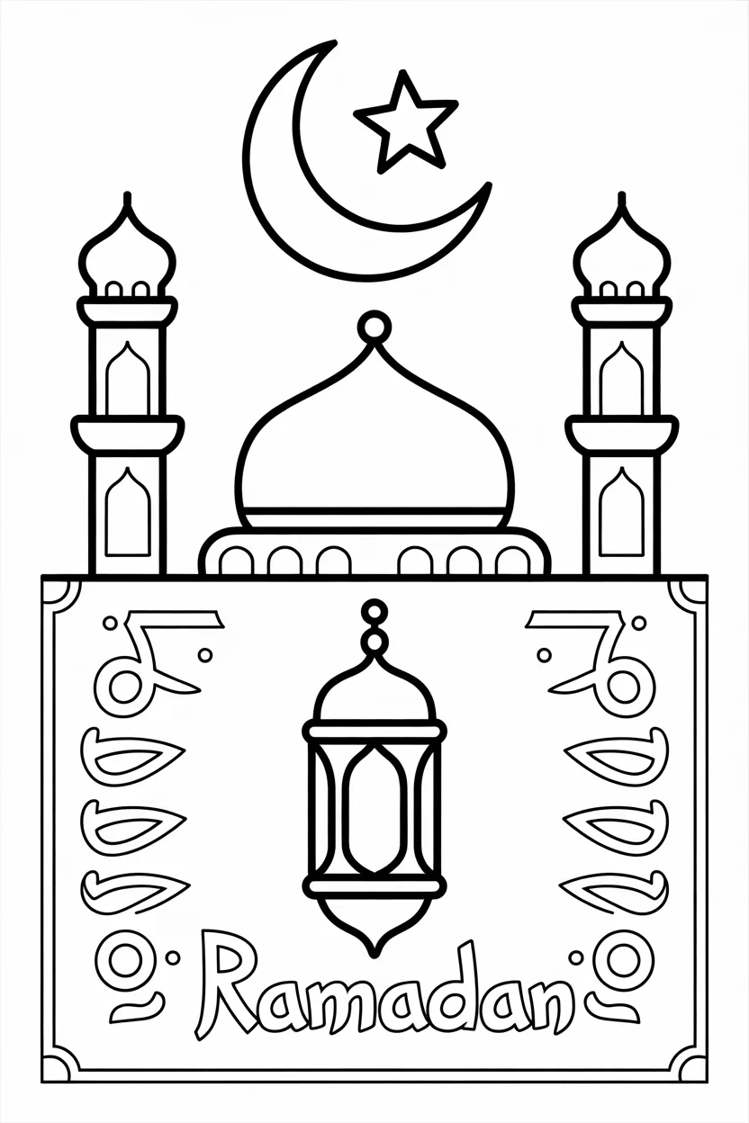 Ramadan Design 1 - Ramadan Coloring Pages Free Printable for Kids (3)