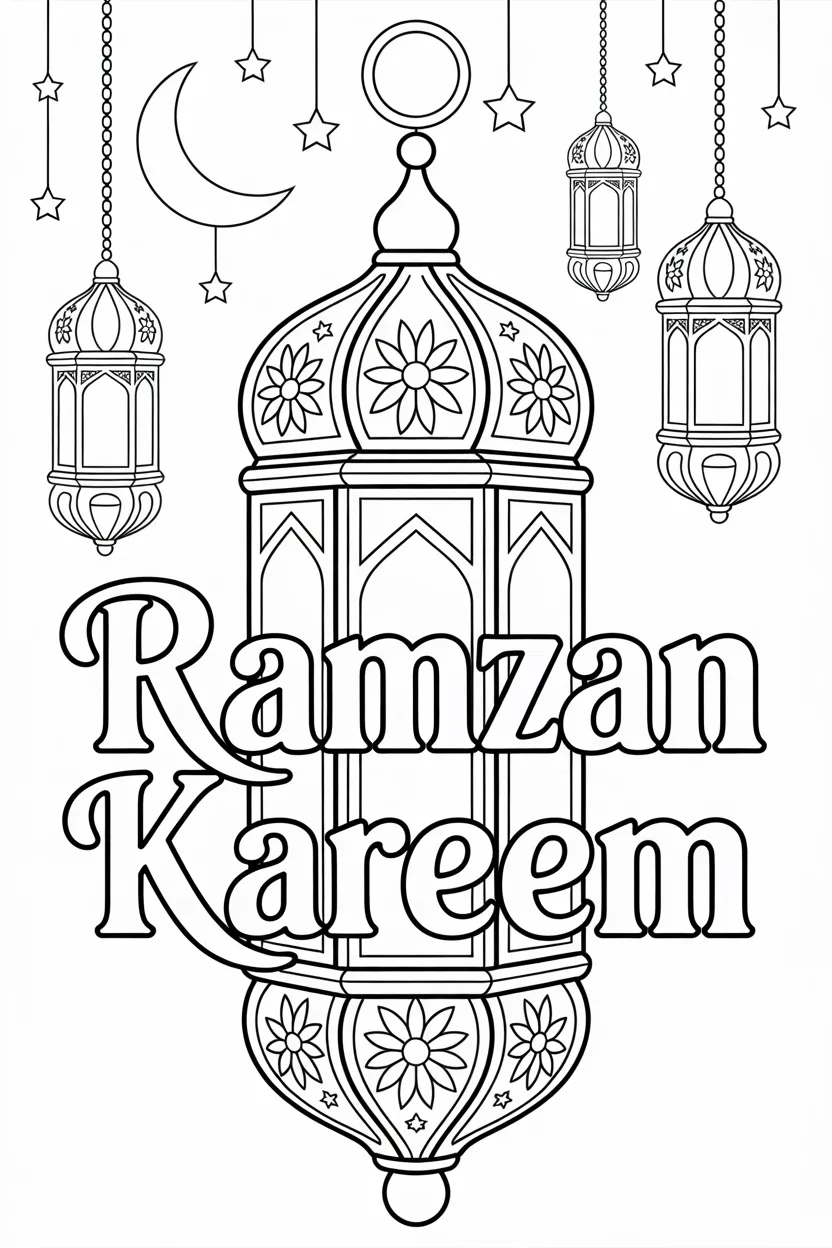 Ramzan lanterns Design 1 - Ramzan lanterns coloring pages free printable - Beautiful