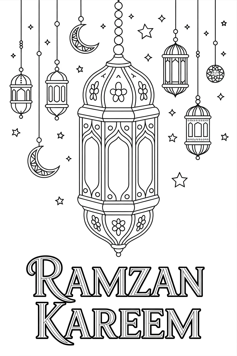 Ramzan lanterns Design 1 - Ramzan lanterns coloring pages free printable - Beautiful (2)