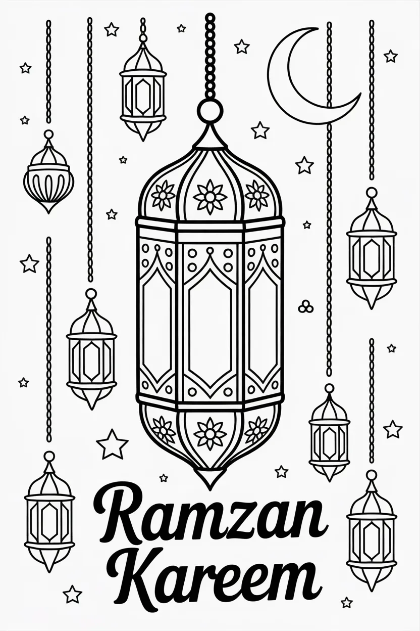 Ramzan lanterns Design 1 - Ramzan lanterns coloring pages free printable - Beautiful (3)