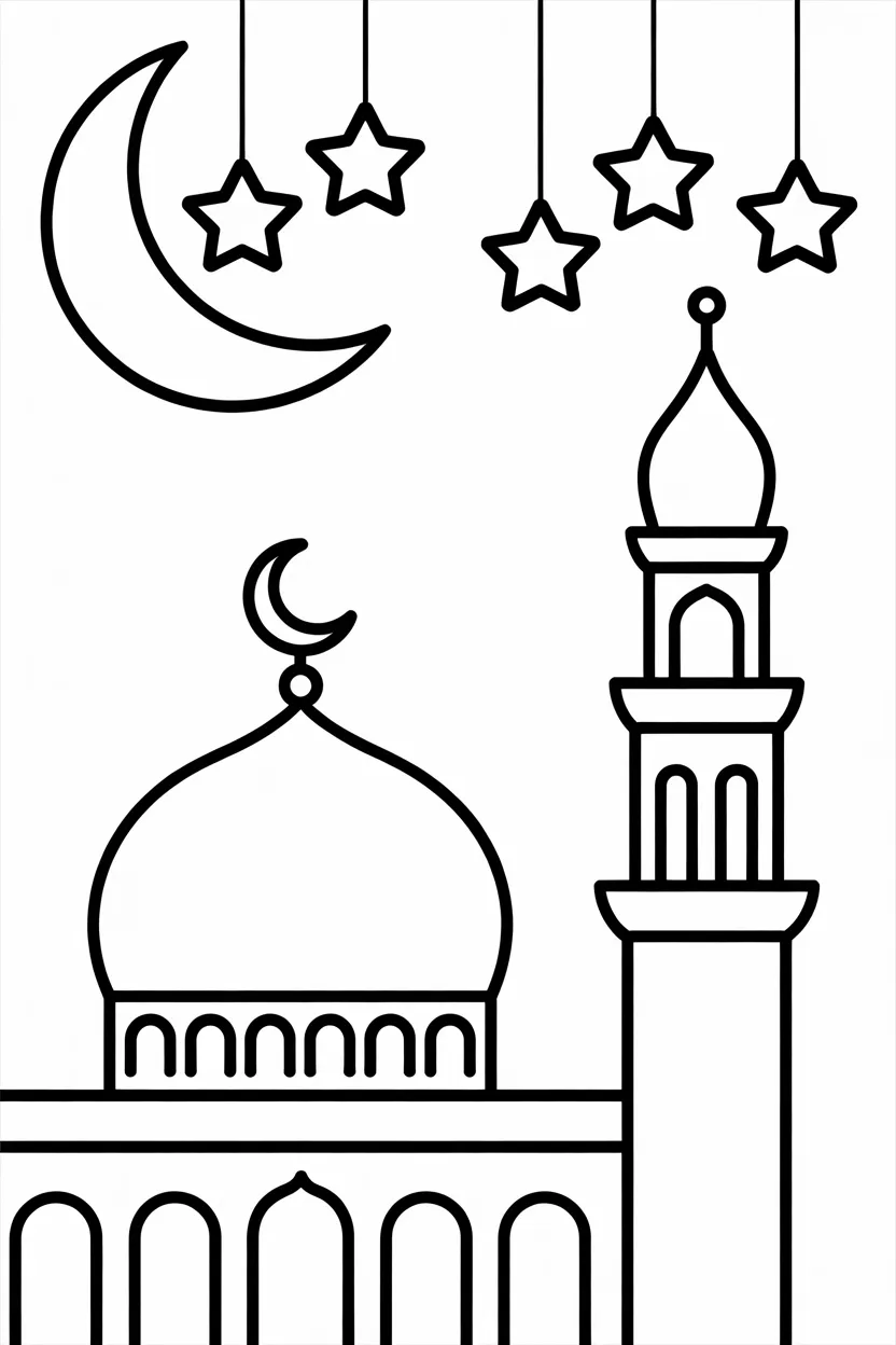 Ramzan mosque Design 1 - Ramzan Mosque coloring pages free printable for Kids
