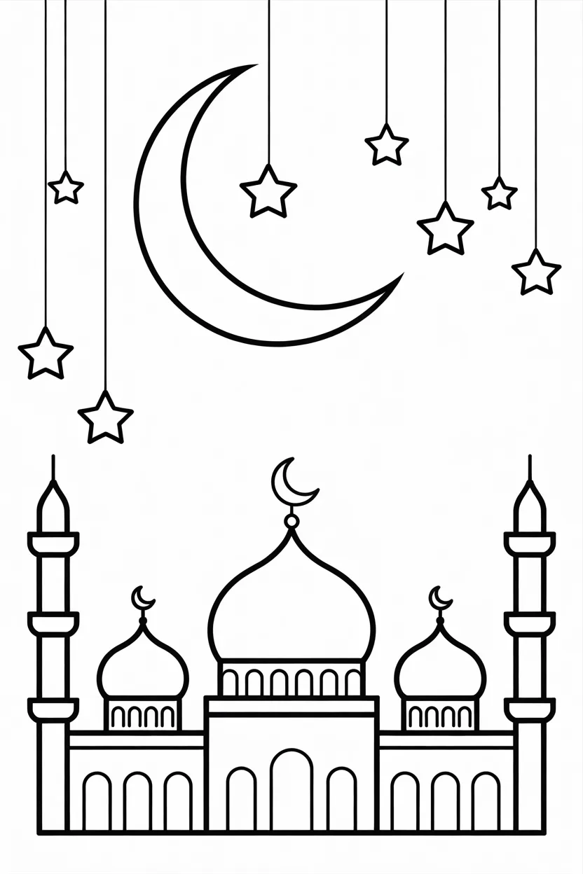 Ramzan mosque Design 1 - Ramzan Mosque coloring pages free printable for Kids (2)
