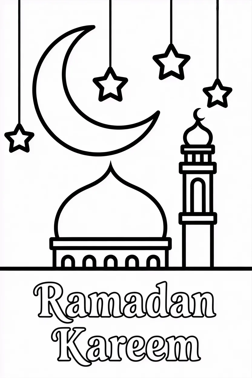 Ramzan mosque Design 4 - Ramzan Mosque coloring pages free printable for Kids