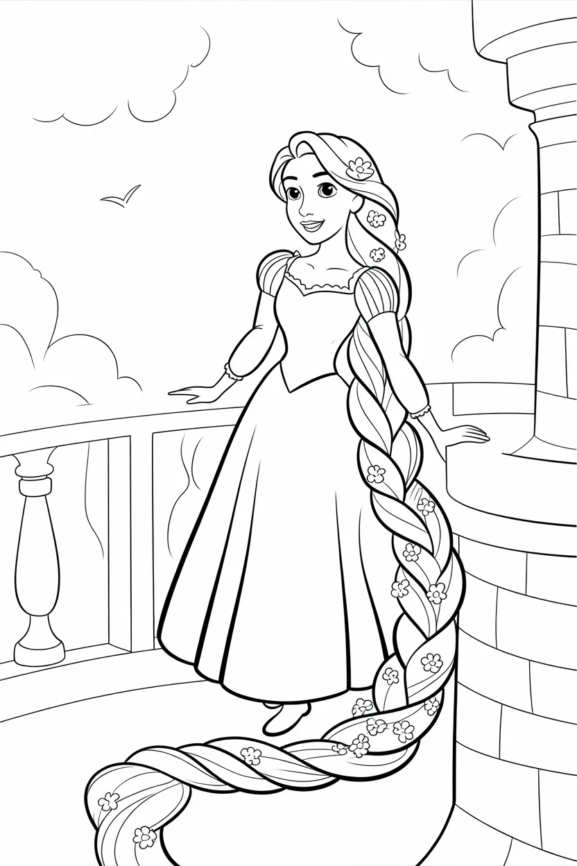 Rapunzel Design 1 - Rapunzel Coloring Pages Free Printable for Kids & Adults