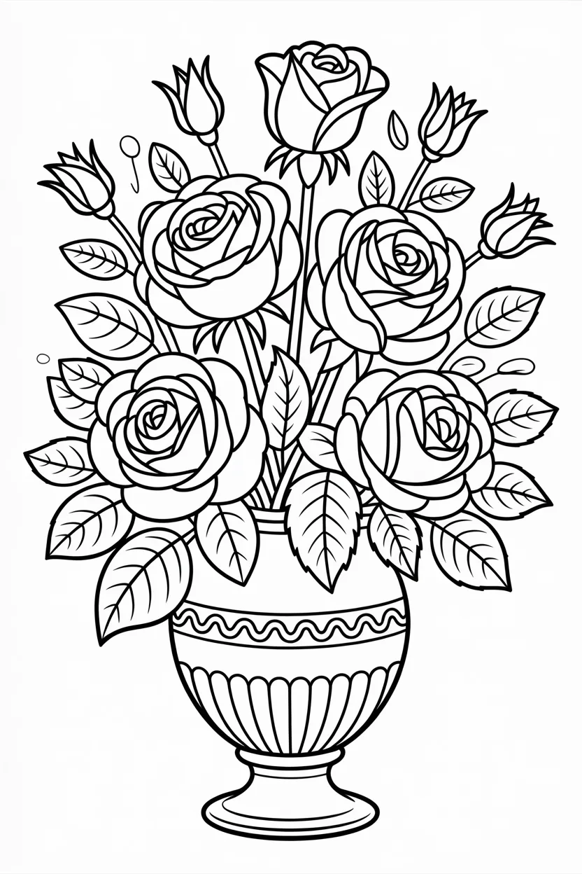 Rose bouquet Design 1 - Rose Bouquet Coloring Pages Free Printable (2)