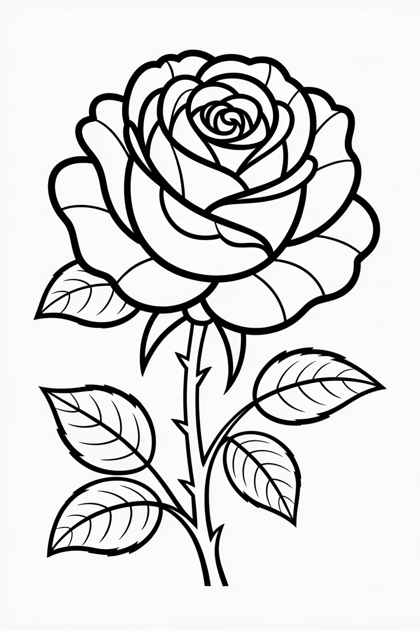 Rose flower Design 1 - Rose Flower Coloring Pages Free Printable for Kids - Beau (2)
