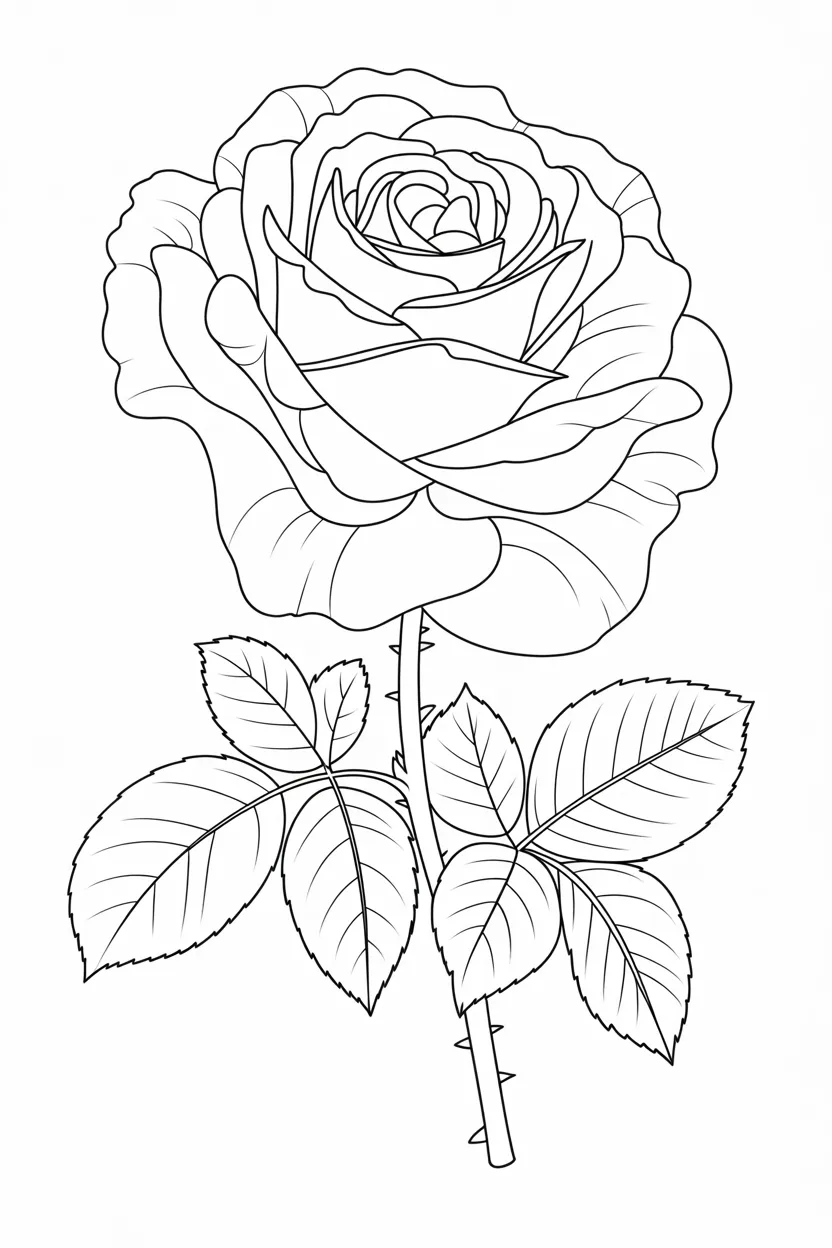 Rose flower Design 1 - Rose Flower Coloring Pages Free Printable for Kids - Beau