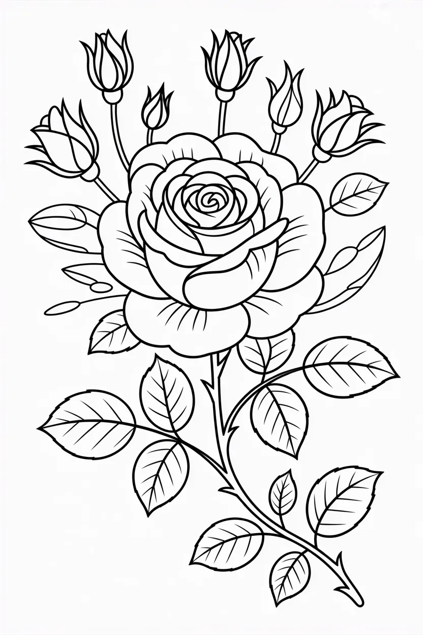 Rose flower Design 1 - Rose Flower Coloring Pages Free Printable for Kids - Beau (3)