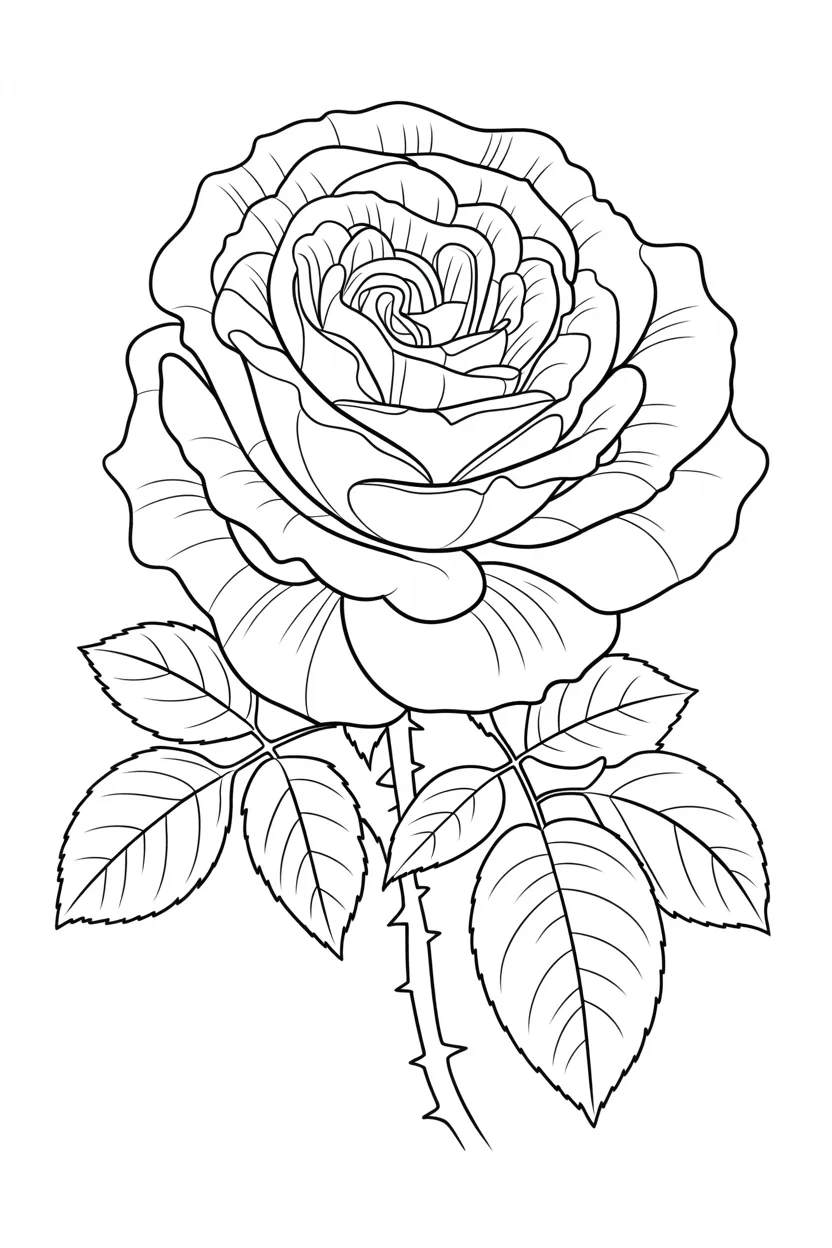 Rose flower Design 2 - Rose Flower Coloring Pages Free Printable for Kids - Beau