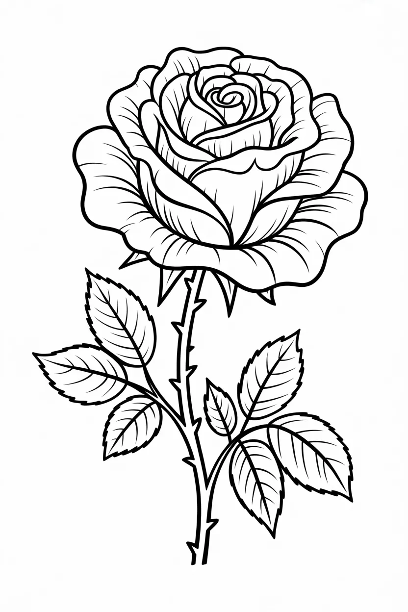 Rose flower Design 1 - Rose Flower Coloring Pages Free Printable for Kids - Beau (4)