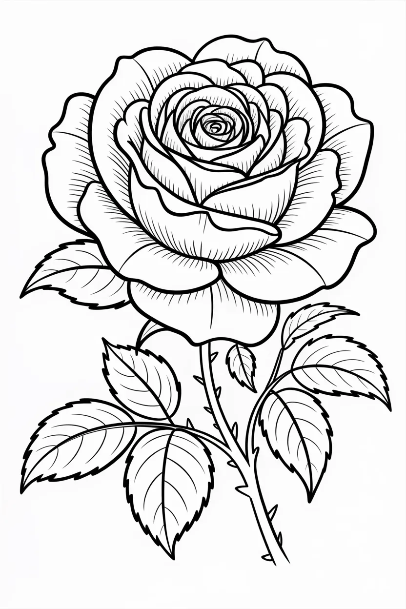 Rose flower Design 4 - Rose Flower Coloring Pages Free Printable for Kids - Beau