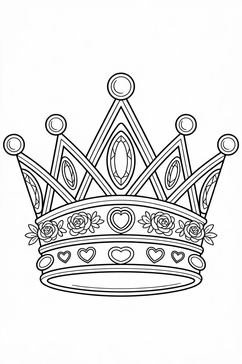 Royal crown Design 1 - Royal Crown Coloring Pages Free Printable