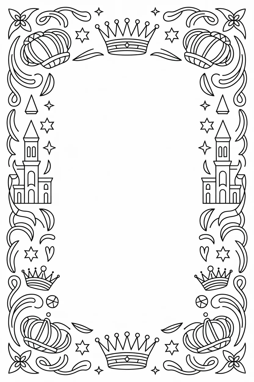 Royal frame Design 4 - Royal Frame Coloring Pages Free Printable for Kids - Elega