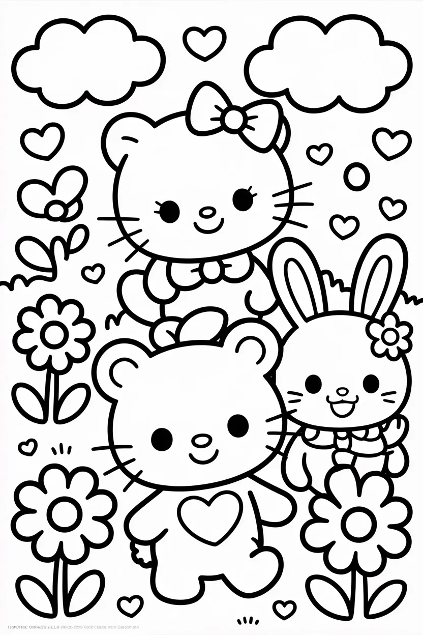 Sanrio characters style Design 4 - Sanrio Characters Style Coloring Pages Free Printable