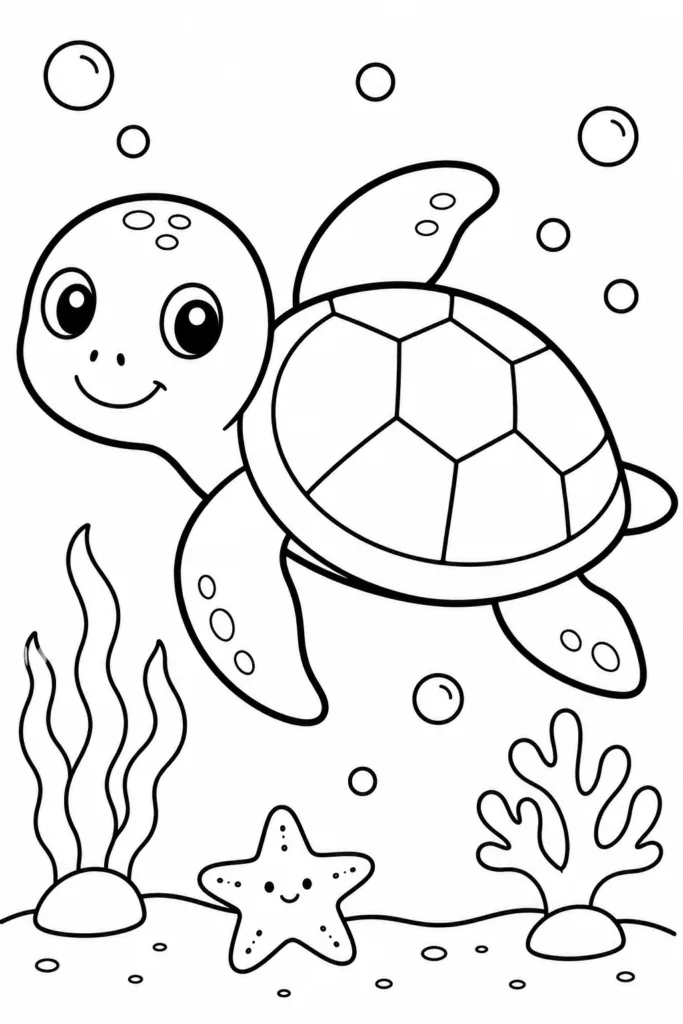 Sea cratures Design 2 - Sea Creatures Coloring Pages Free Printable for Kids