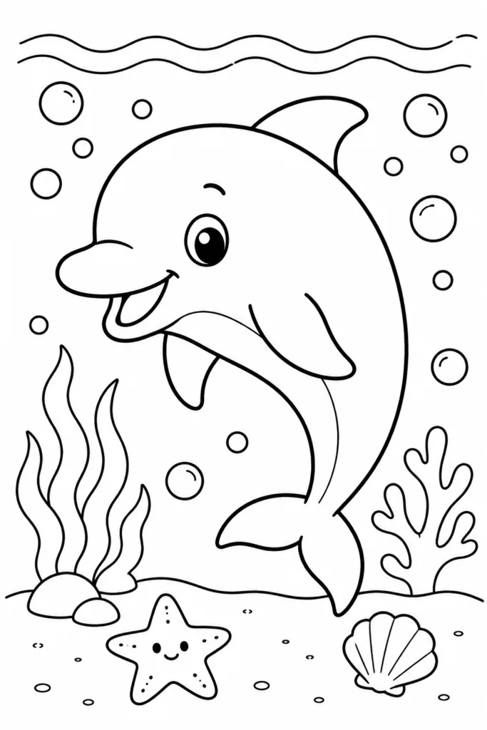 Sea cratures Design 4 - Sea Creatures Coloring Pages Free Printable for Kids