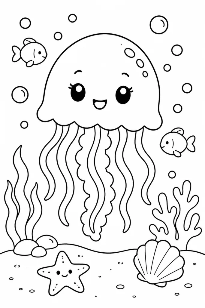 Sea cratures Design 5 - Sea Creatures Coloring Pages Free Printable for Kids