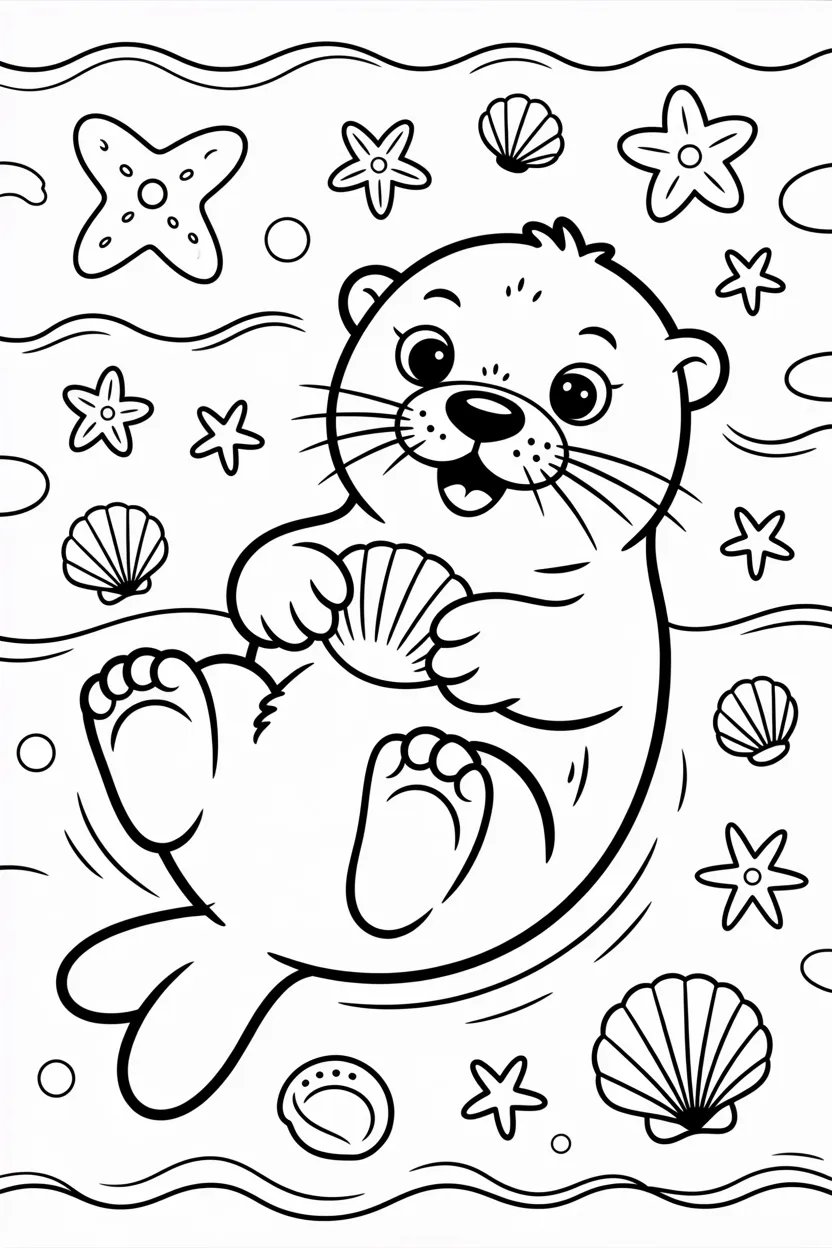 Sea otter Design 1 - Sea Otter Coloring Pages Free Printable