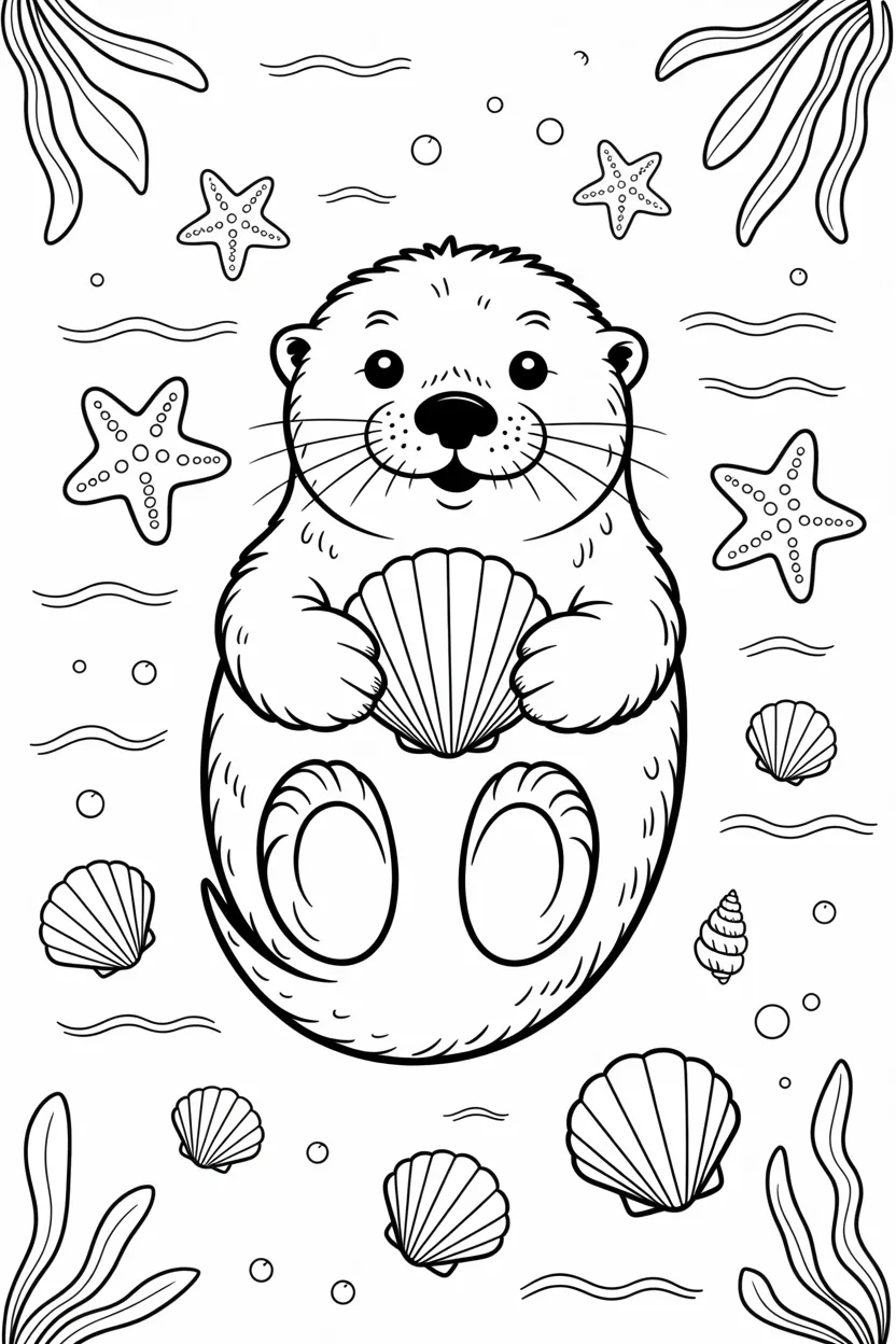 Sea otter Design 1 - Sea Otter Coloring Pages Free Printable (2)