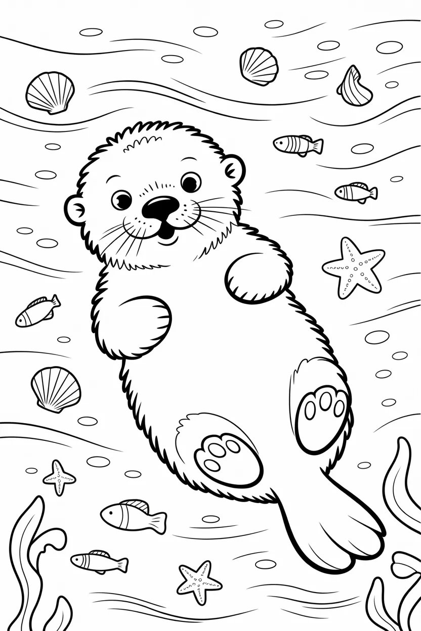 Sea otter Design 1 - Sea Otter Coloring Pages Free Printable (3)