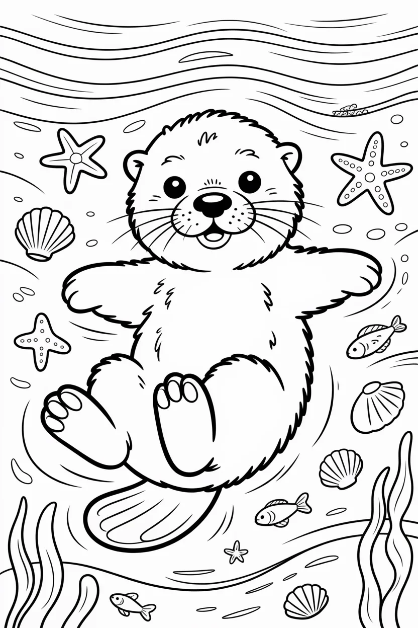 Sea otter Design 4 - Sea Otter Coloring Pages Free Printable