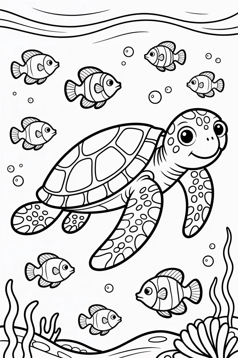 Sea turtle Design 1 - Sea Turtle Coloring Pages Free Printable for Kids - Ocean