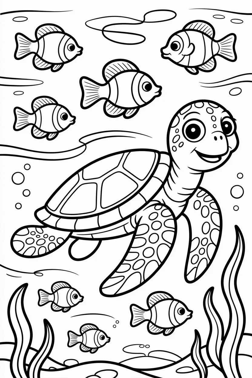 Sea turtle Design 1 - Sea Turtle Coloring Pages Free Printable for Kids - Ocean (2)