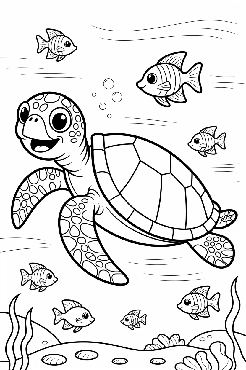 Sea turtle Design 1 - Sea Turtle Coloring Pages Free Printable for Kids - Ocean (3)