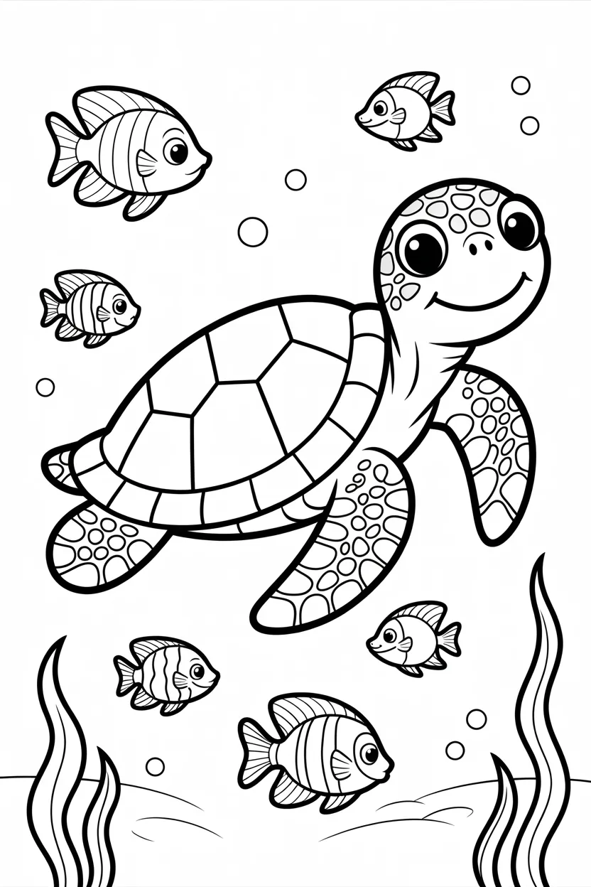 Sea turtle Design 4 - Sea Turtle Coloring Pages Free Printable for Kids - Ocean
