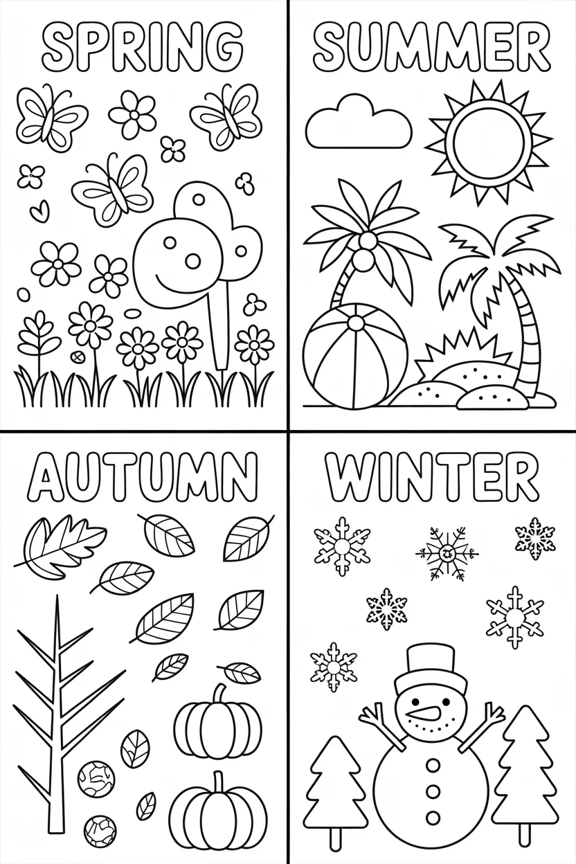 Season Design 1 - Season coloring pages Free Printable for Kids