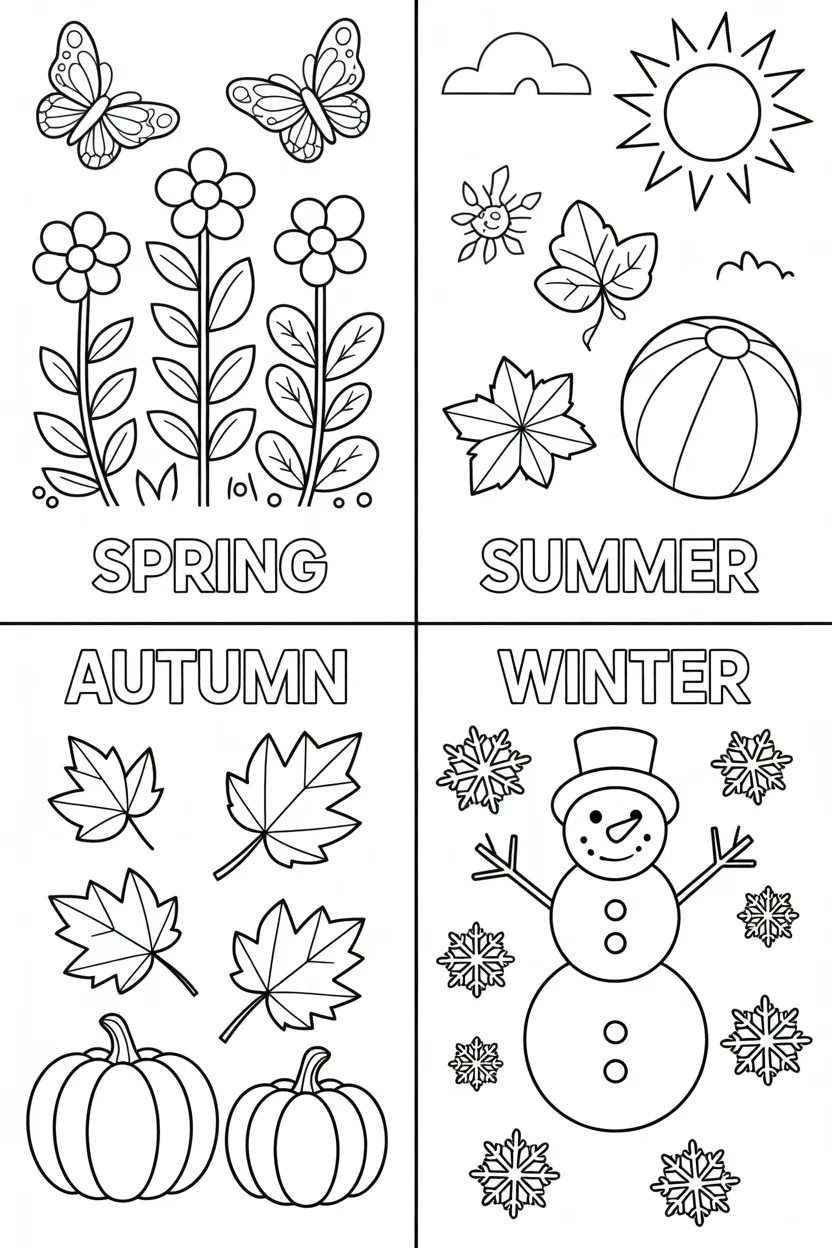 Season Design 2 - Season coloring pages Free Printable for Kids