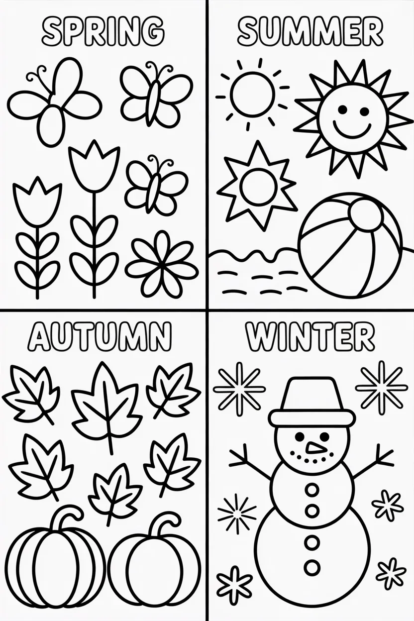 Season Design 3 - Season coloring pages Free Printable for Kids